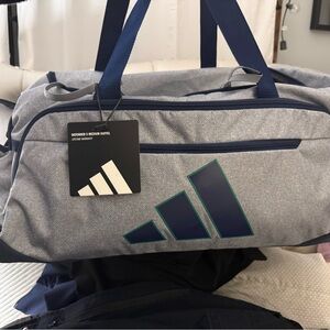 Adidas Navy and Light Gray Duffel Bag